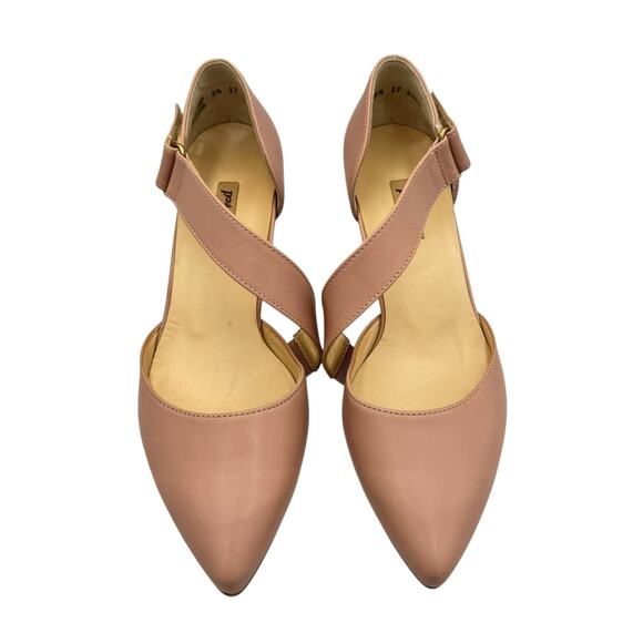 Paul Green Nicki Asymmetrical Hook & Loop Leather Strap Pointed Toe Neutral Pump - Picture 3 of 12